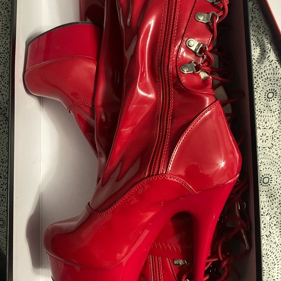 COPY - Pleaser Red Thigh High Boots - Delight 3063 - Picture 4 of 7